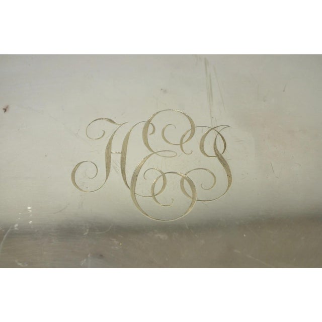 Reed & Barton Vintage Reed & Barton "Holiday" Scalloped Oval Serving Platter Tray W/ Monogram For Sale - Image 4 of 12