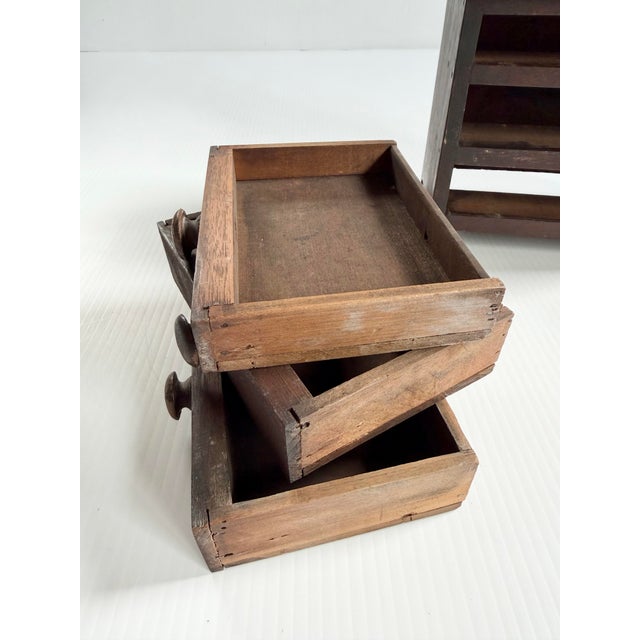 Brown Antique Miniature Wooden Salesman Sample Dresser Chest of Drawers For Sale - Image 8 of 12