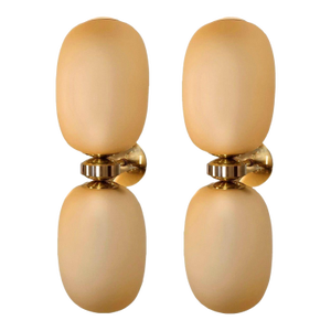 1980s Pair of Amber Murano Glass, Mid Century Modern Sconces