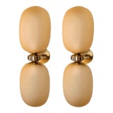 1980s Pair of Amber Murano Glass Sconces For Sale