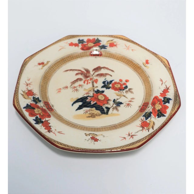 Early 20th Century Antique English Octagonal Bird Plate by Wedgwood For Sale - Image 5 of 9