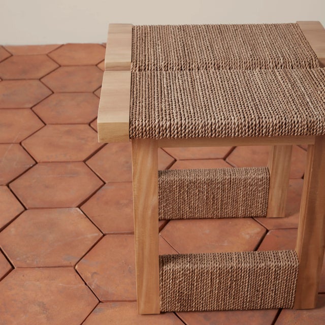 2020s Textura Woven Side Table in Natural For Sale - Image 5 of 6