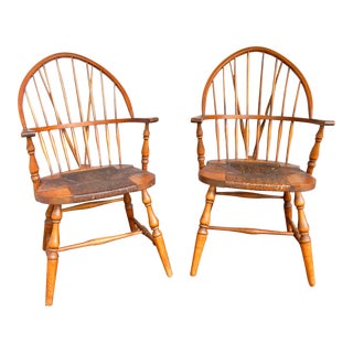 Circa 1910 Karpen Brothers Back Braced Windsor Chairs - Set of 2 For Sale