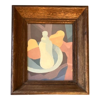 1950s Vintage Guoache Modernist Abstract Still Life Painting For Sale