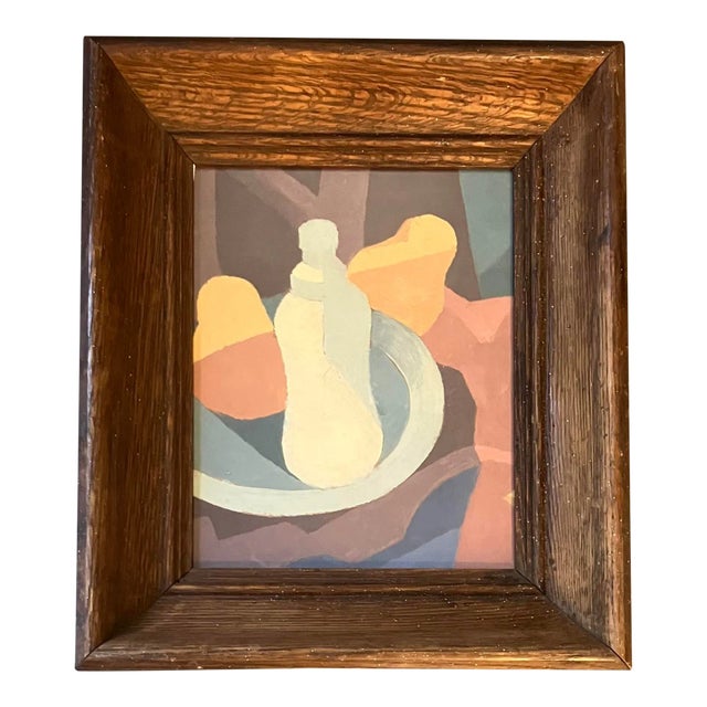 1950s Vintage Guoache Modernist Abstract Still Life Painting For Sale