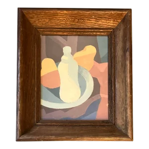 1950s Vintage Guoache Modernist Abstract Still Life Painting