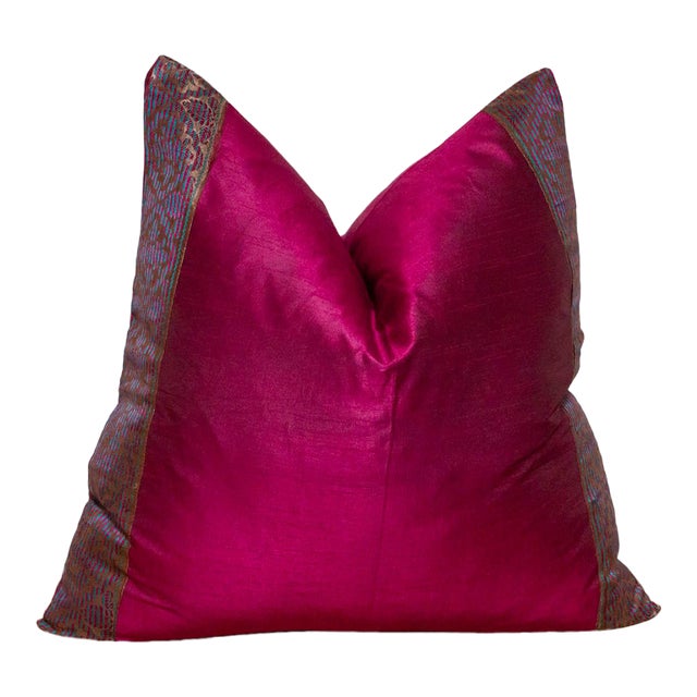 Malbec Festive Silk Euro Pillow Cover For Sale
