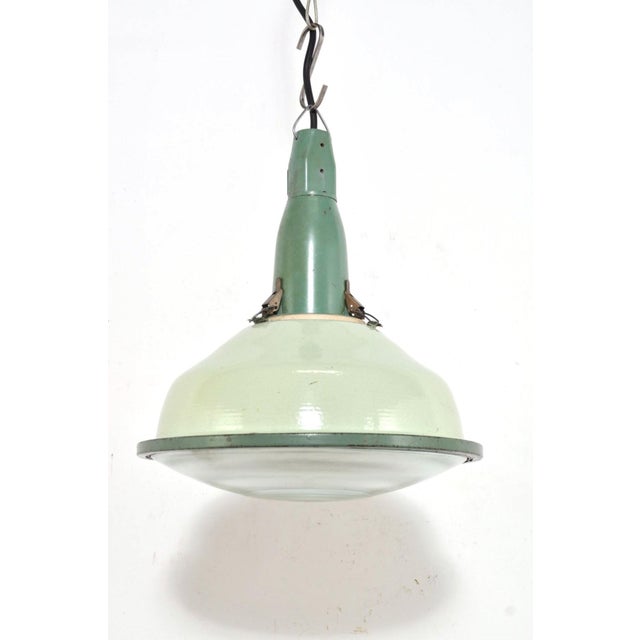 Glass Vintage Enamel Pendant Lamp, 1950s For Sale - Image 7 of 7