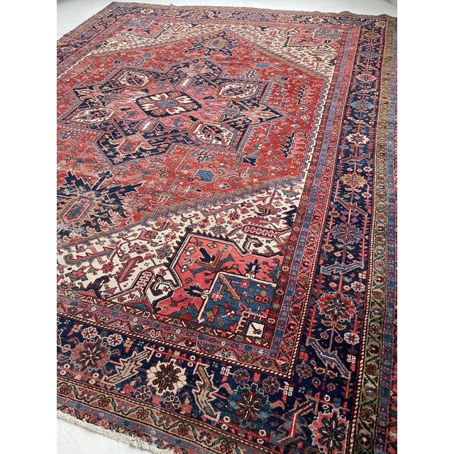 TRUE KING Mighty Iconic Antique Karaja Deep Strawberry Rug 10.6 x 13 For Sale - Image 14 of 18