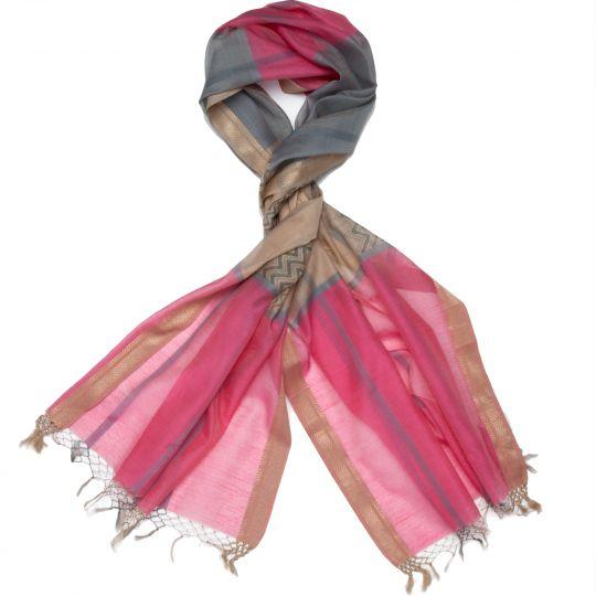 Aurora Hot Pink/Slate Blue Chevron Scarf For Sale - Image 4 of 4