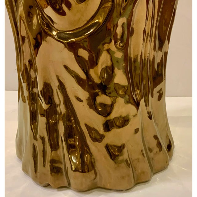 Modern Made Goods Modern Gold Glaze Ceramic Hollis Stool For Sale - Image 3 of 3