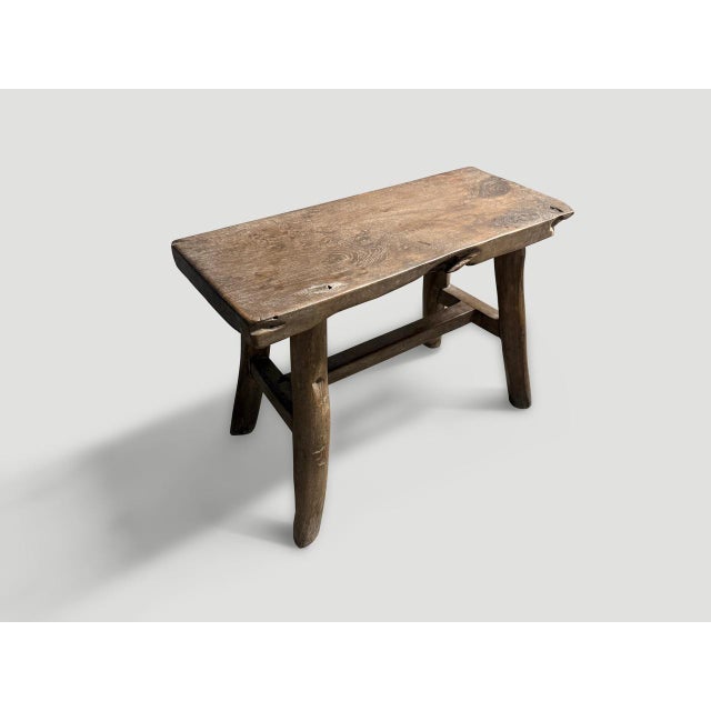 1950s Andrianna Shamaris Wabi Sabi Teak Wood Bench For Sale - Image 5 of 5