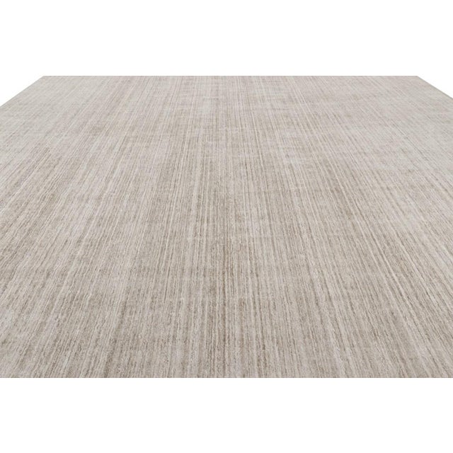 Rug & Kilim’s Oversized Textural Rug in Solid Beige and Cream Tones and Striae For Sale In New York - Image 6 of 8