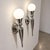 French Art Deco Wall Sconces in Nickel-Plated Aluminum and Glass, Set of 2 For Sale - Image 3 of 9