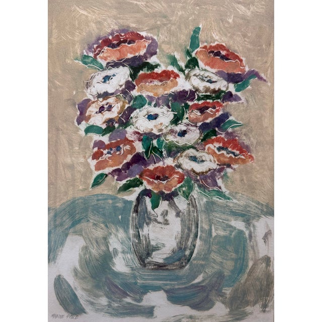 Mid-Century Modern Vintage Framed Floral Still Life Painting For Sale - Image 3 of 12