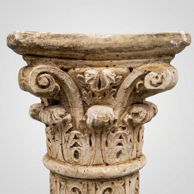 This rare pair of reconstituted stone columns celebrates the architectural eclecticism of the late 19th or very early 20th...