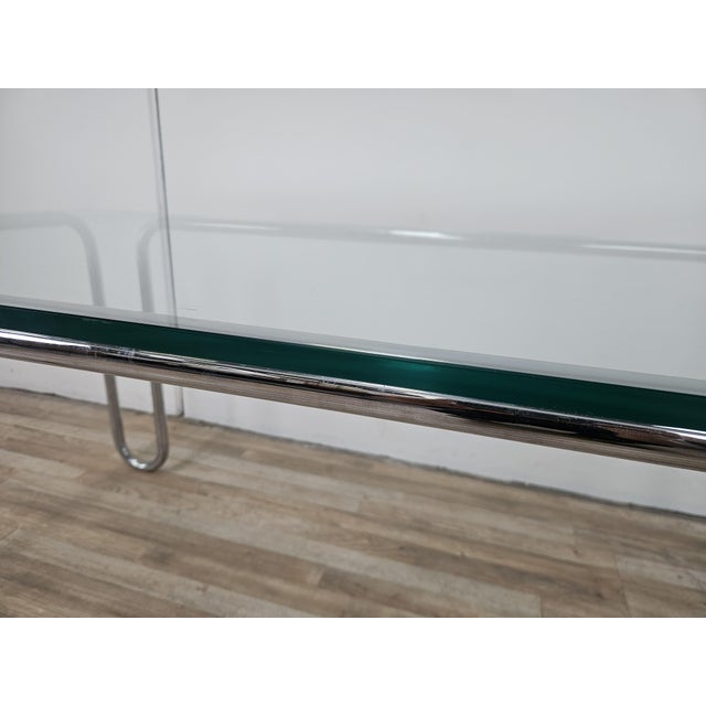 1970s Bauhaus Table in Chromed Tubular Steel and Glass, 1970 For Sale - Image 5 of 12