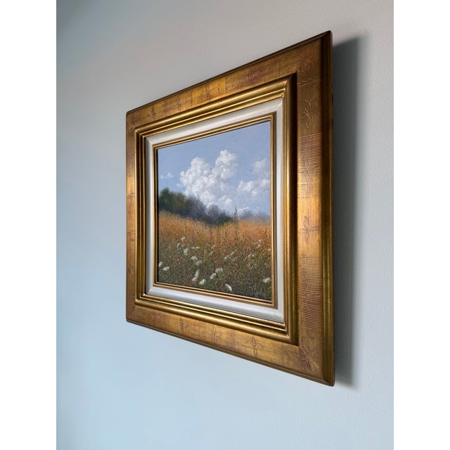 2003 Patrice Marchal “Marguerites” French Wildflower Landscape Oil on Canvas Painting, Framed For Sale - Image 4 of 12