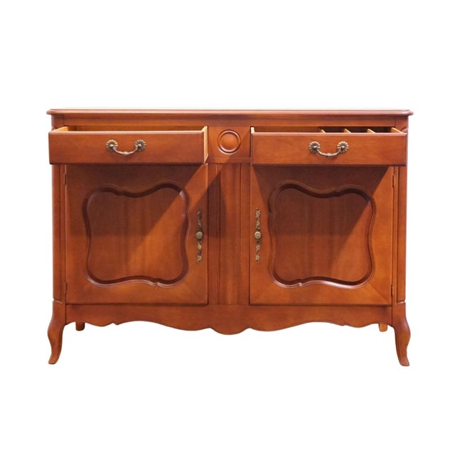 Wood Drexel Furniture Alsace Group Solid Cherry French Provincial Style 50" Buffet 3703-3 For Sale - Image 7 of 15