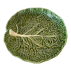 Vintage Portuguese Bordallo Pinheiro Cabbage Ware Serving Shallow Bowl Dish