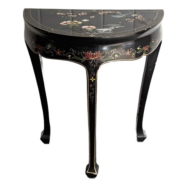 1960s-70s Black Asian Style Demilune Table For Sale