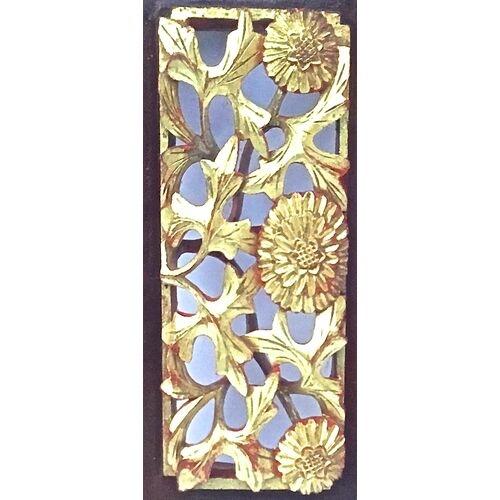 Asian Vintage Hand-Carved Floral Panel For Sale - Image 3 of 3