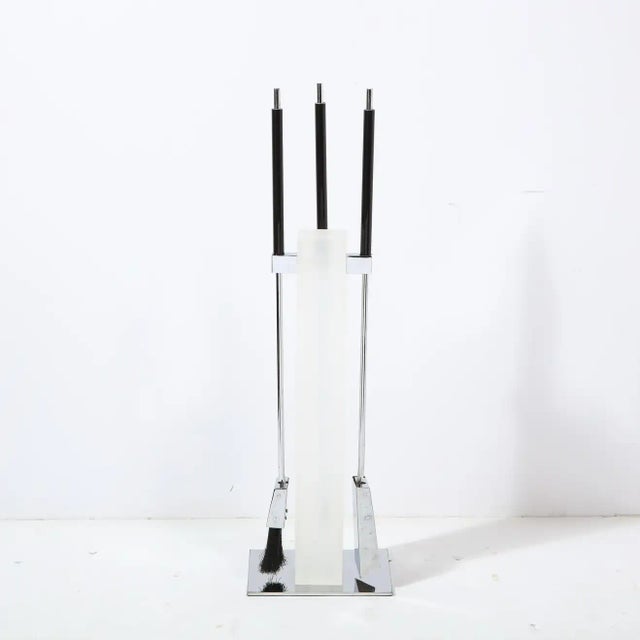 Mid-Century Modern Chrome & Frosted Lucite Fireplace Tool Set by Pace - 4 Pieces For Sale - Image 10 of 13