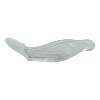 1930s Art Deco Frosted Glass Bird or Dove H. Hoffman Style Cracker Serving Dish Catchall For Sale