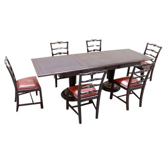 Table with Naval Chairs, 1980, Set of 7 For Sale