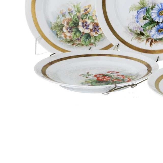 Porcelain Flower Plates, Set of 5 For Sale - Image 3 of 6