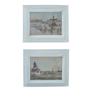 Vintage Guy De Neyrac Framed Print Set 1950s Paris France Place De La Concorde - a Pair For Sale