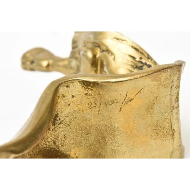 Vintage Abstract Brass Sculpture of a Seated Woman 70's For Sale - Image 10 of 11