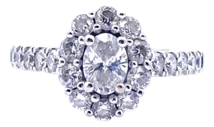 Marchesa 18k White Gold Oval Diamond Engagement Ring, Size 7