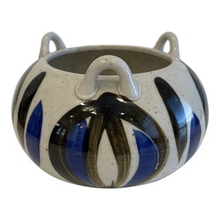 Vintage Glazed Boho Ceramic Hanging Planter For Sale