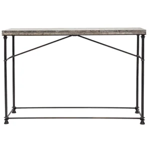 Contemporary Neoclassical Style Bronze and Travertine Console Table