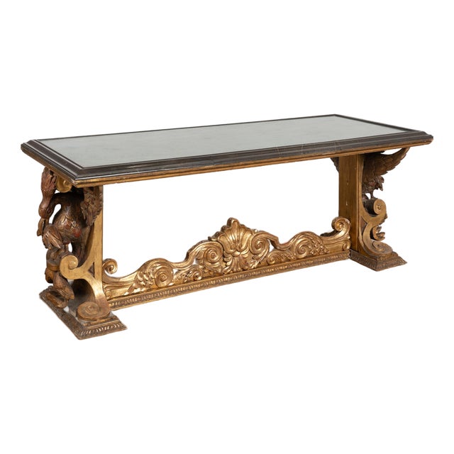 19th Century Italian Giltwood, Jasper & Marble Console Table For Sale