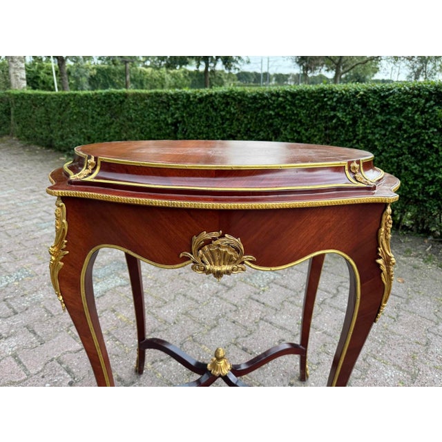 1900s French Louis XVI Mahogany Bronze Marble Side Table For Sale - Image 15 of 17