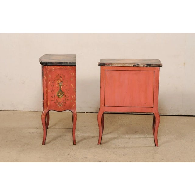 Mid 20th Century Decoratively Painted & Shapely Side Chests - A Pair For Sale - Image 4 of 12