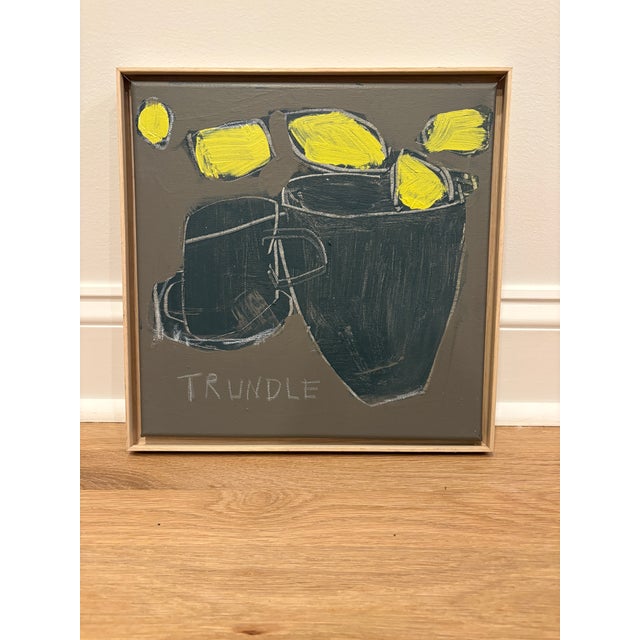 Sarah Trundle Sarah Trundle, Abstract Framed Still Life Painting, "Lemons With Mug" For Sale - Image 4 of 5