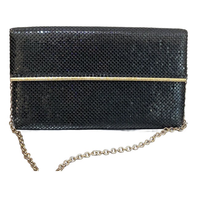 Whiting & Davis 1950s Black Metal Mesh Evening Bag For Sale