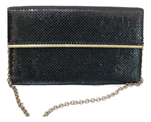 Whiting & Davis 1950s Black Metal Mesh Evening Bag
