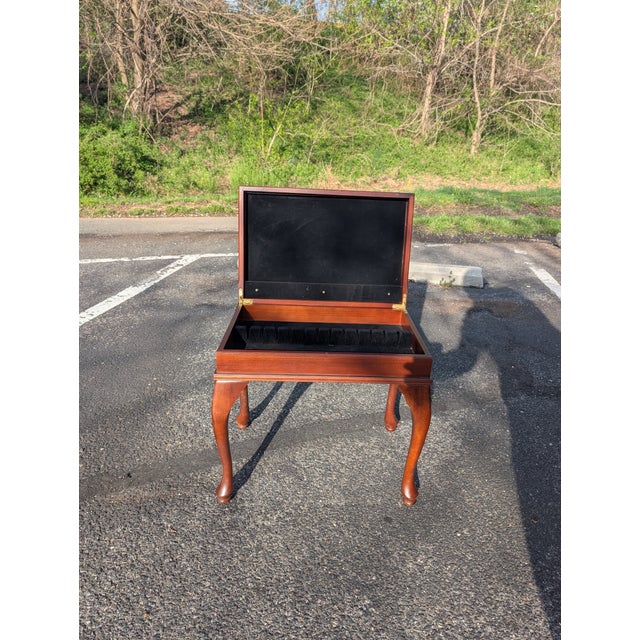 Vintage Queen Anne Style Wood Cutlery Canteen Table With Cabriole Legs For Sale In Washington DC - Image 6 of 11