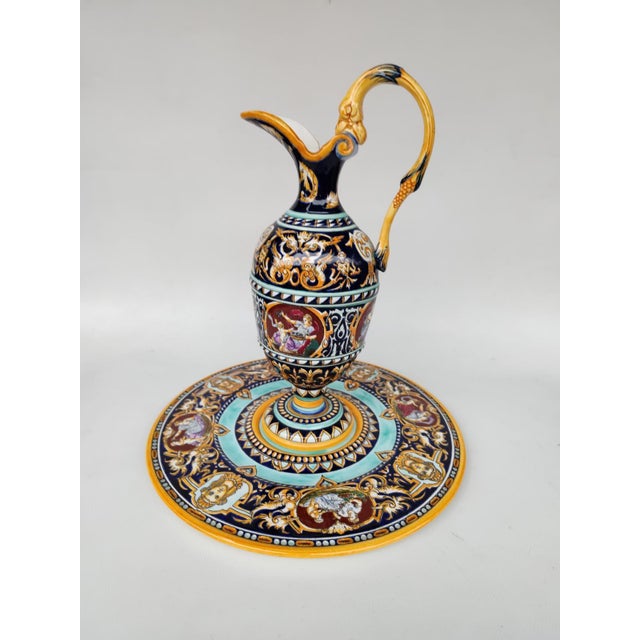 Earthenware Ewer and Basin from Gien, 1970s, Set of 2 For Sale - Image 11 of 11