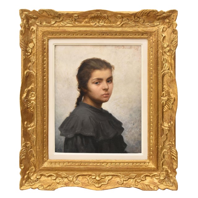 Félix Alfred Bonnet, Portrait Young Woman with a Braid, 1897, Oil on Canvas For Sale - Image 10 of 10