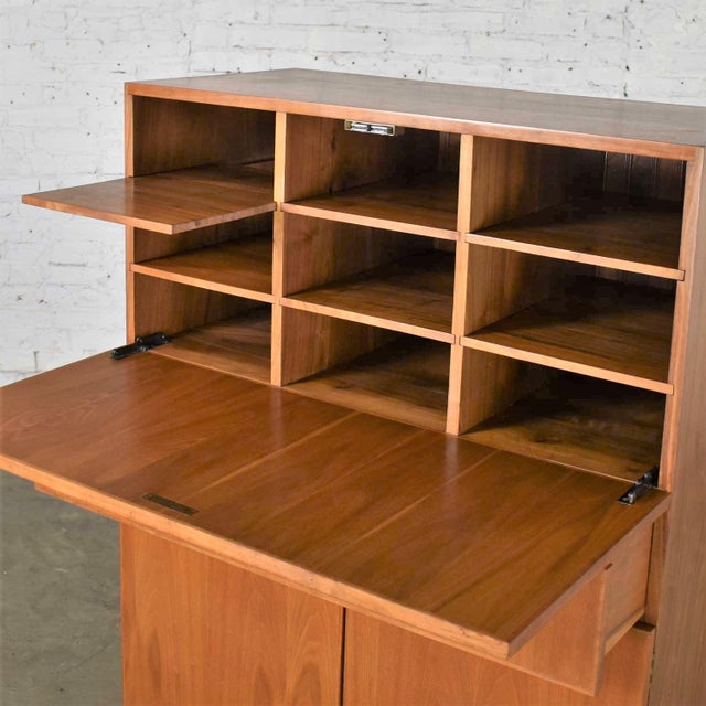 Vintage Scandinavian Modern Teak Desk in a Box Style Secretary With Drop Front For Sale - Image 15 of 18