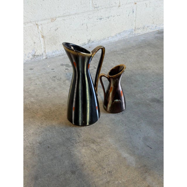 Mid-Century Modern Vases and Candleholders Set of Two in Earthy Ceramic Glaze Mid-Century Modern For Sale - Image 3 of 10