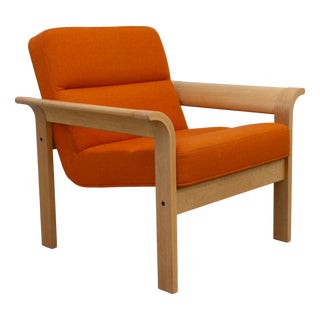 Danish Orange Oak Botium Lounge Chair from Magnus Olesen, 1970s For Sale