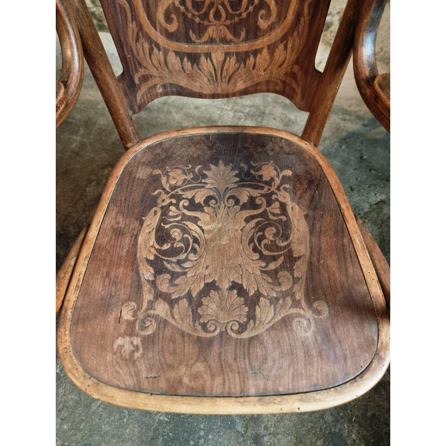 Brown Antique Bentwood Armchair by Jacob & Josef Kohn, Vienna, Austria, 1900s For Sale - Image 8 of 15