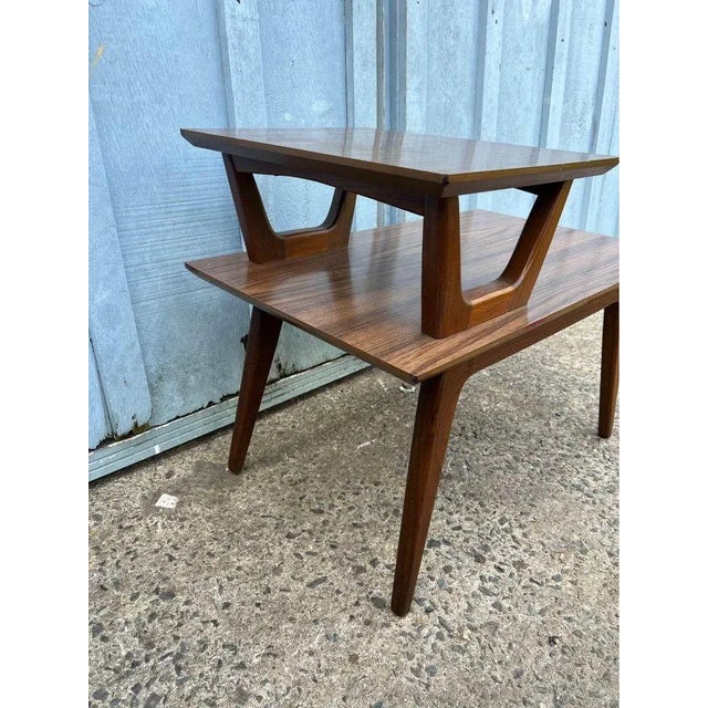 Wood Mid 20th Century Mid Century Walnut Step End - Side Table For Sale - Image 7 of 11
