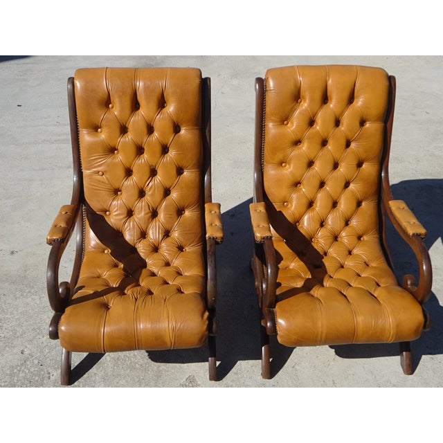 Armchairs in Wood and Upholstered Leather, 1970s, Set of 2 For Sale - Image 3 of 18